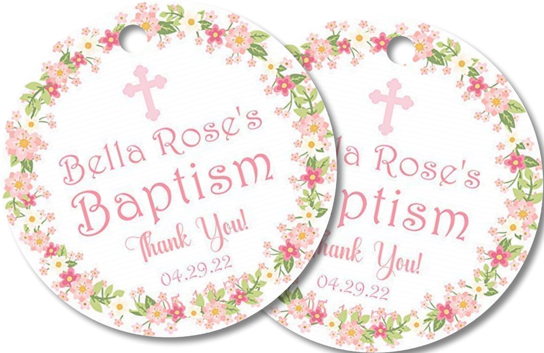 Girls Pink Floral Baptism Stickers