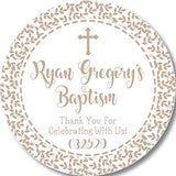 Ivory Wreath Baptism Stickers