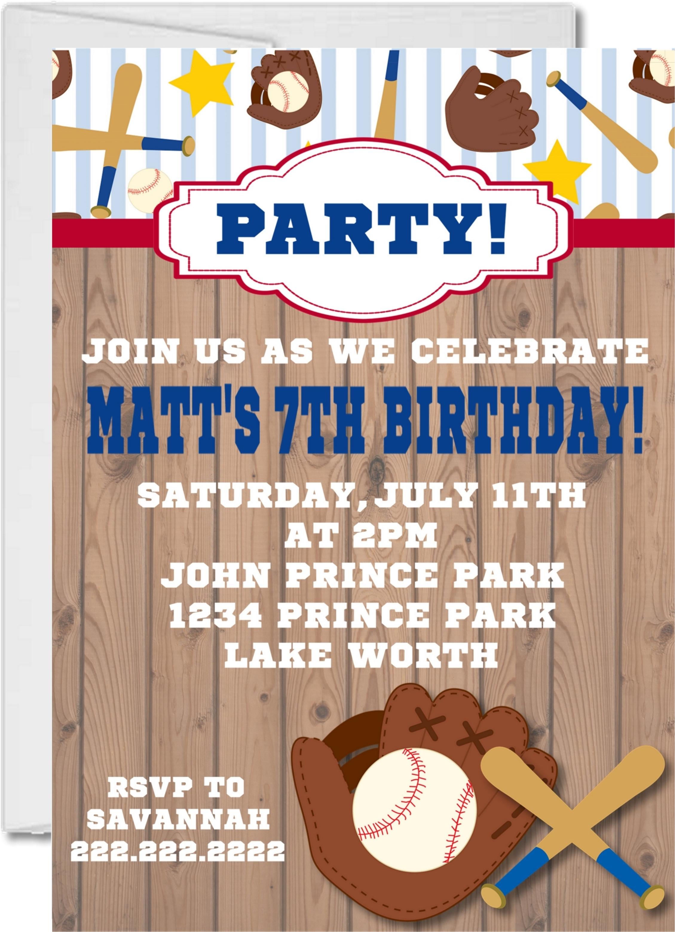 Baseball Birthday Party Invitations