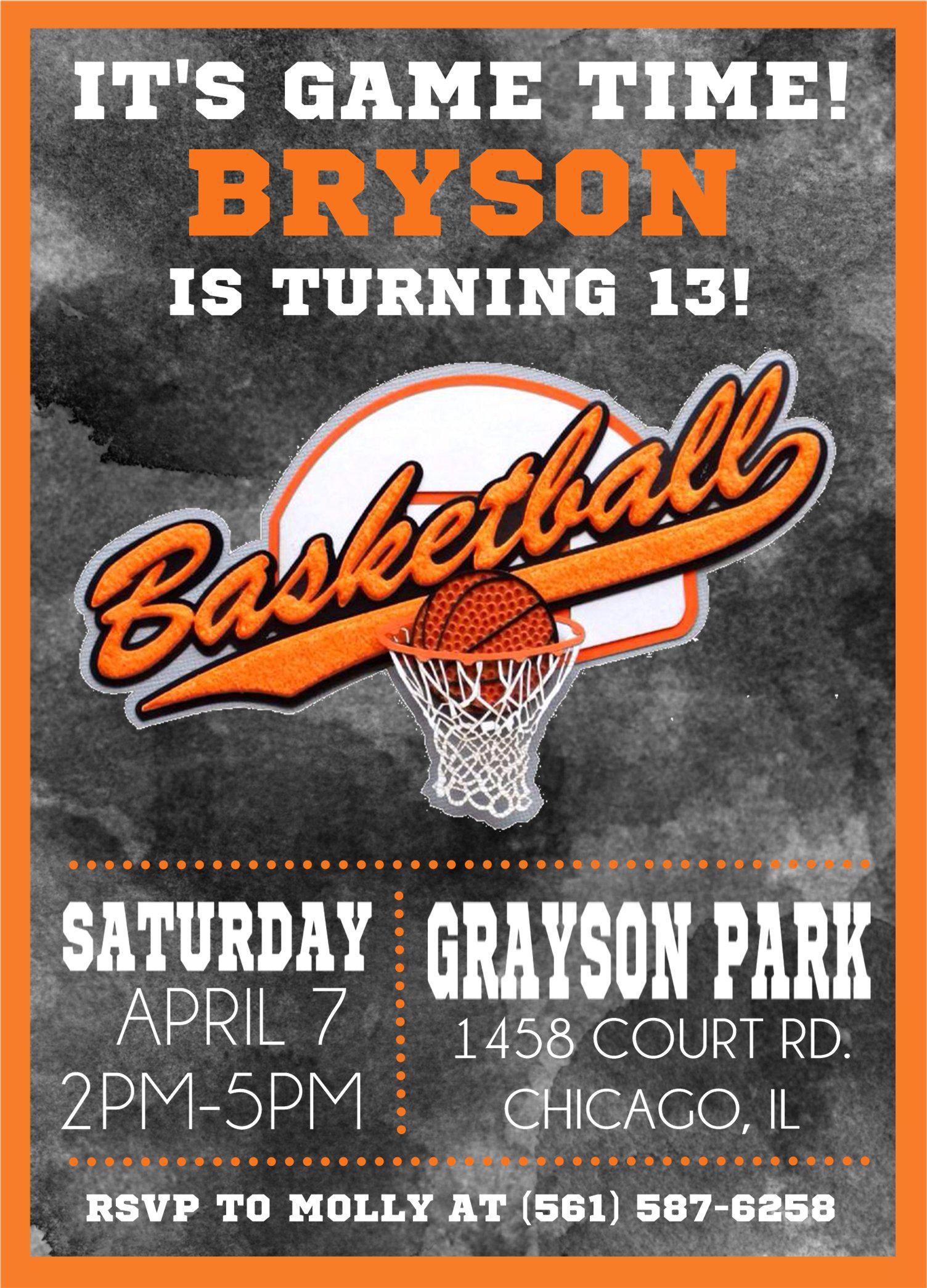 Basketball Birthday Party Invitations