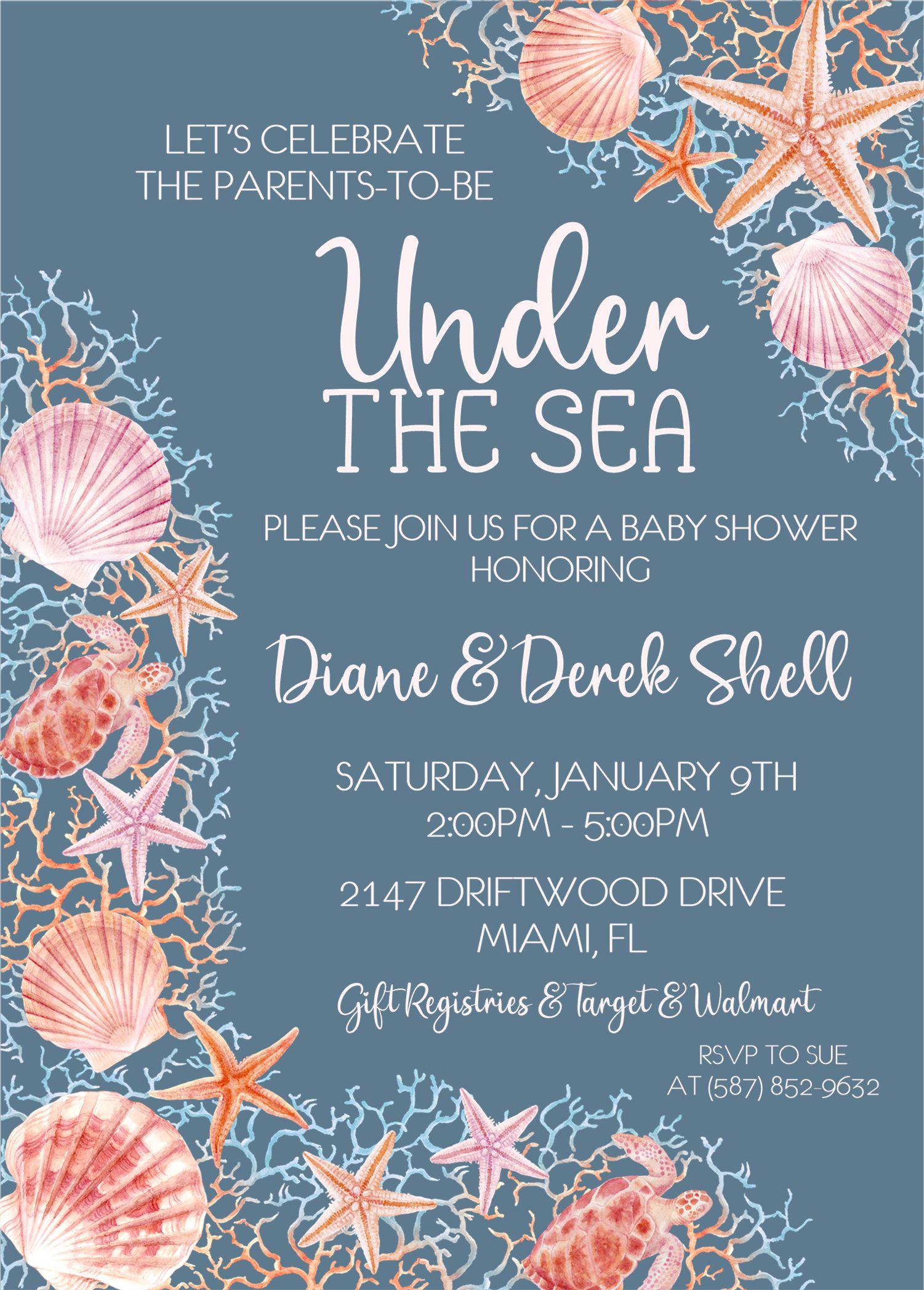 Beach Baby Shower Invitations