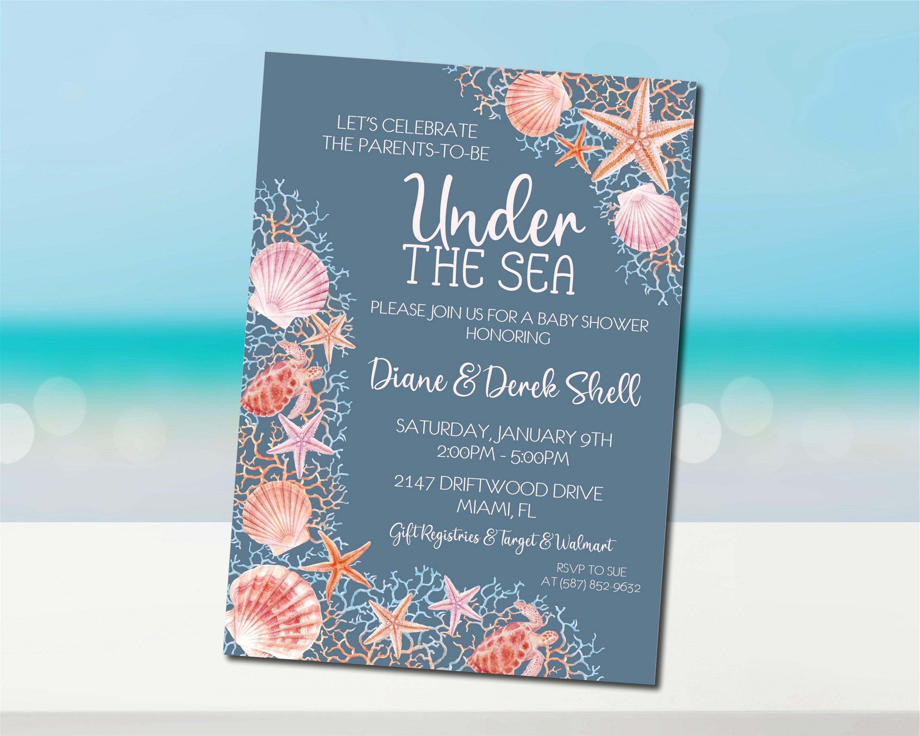 Beach Baby Shower Invitations