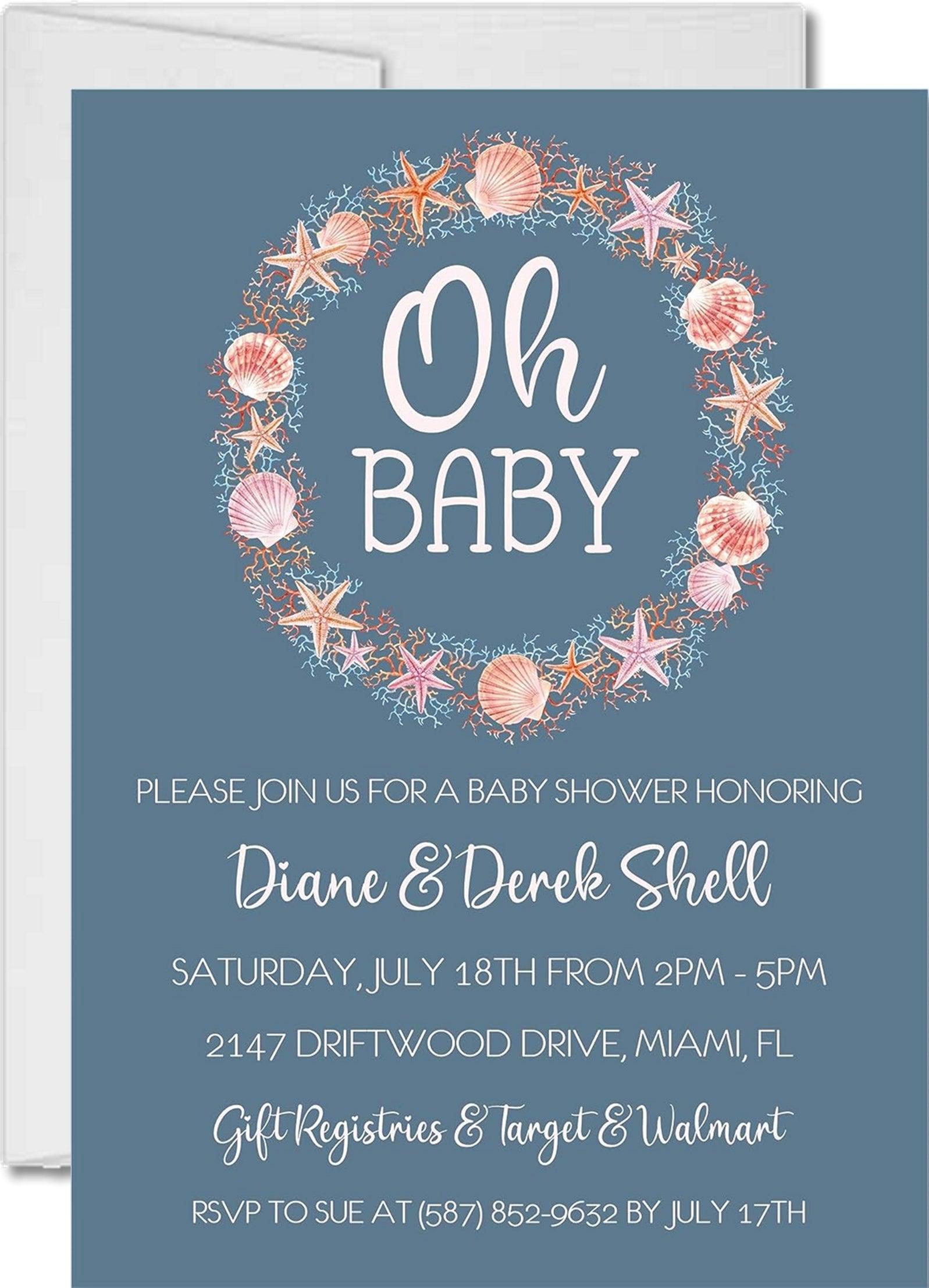 Beach Baby Shower Invitations