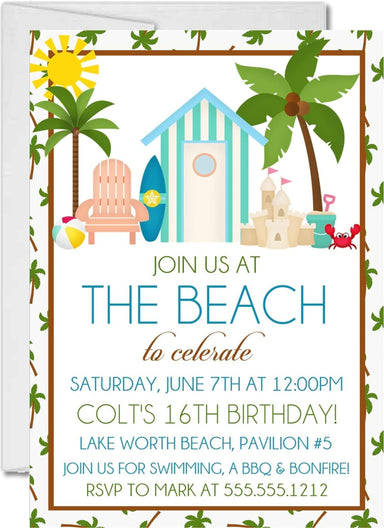 Beach Birthday Party Invitations