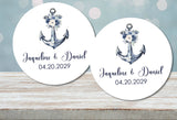 Beach wedding sticker featuring watercolor anchor artwork