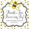 Bee baby shower sticker with buzzing bees pattern design