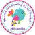 Bird birthday sticker spring garden design