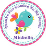 Bird birthday sticker spring garden design