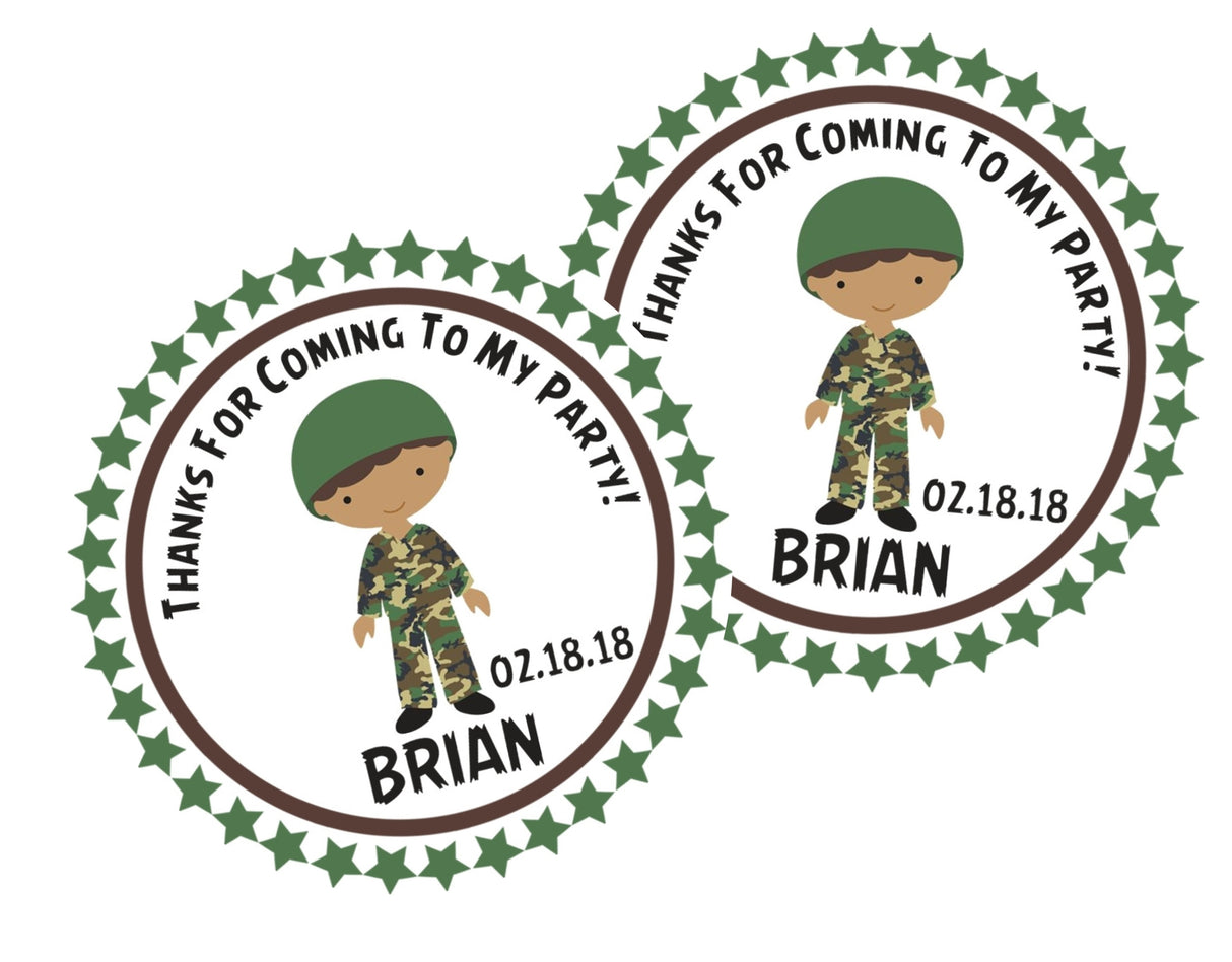 Army Boy Birthday Stickers – Thanks for Coming to My Party