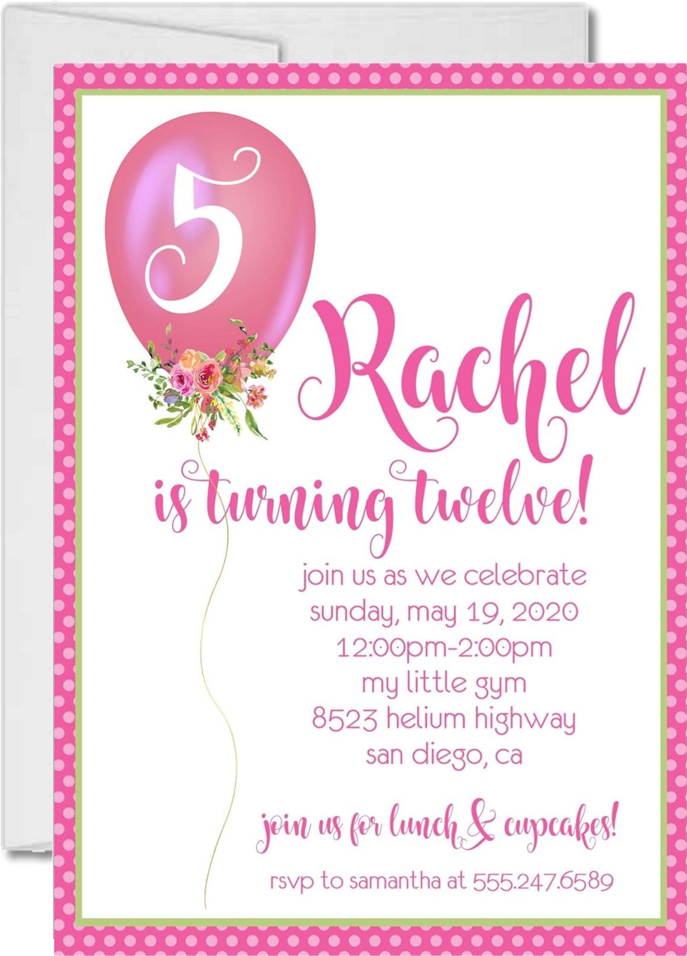 Hot Pink Balloon Birthday Party Invitations