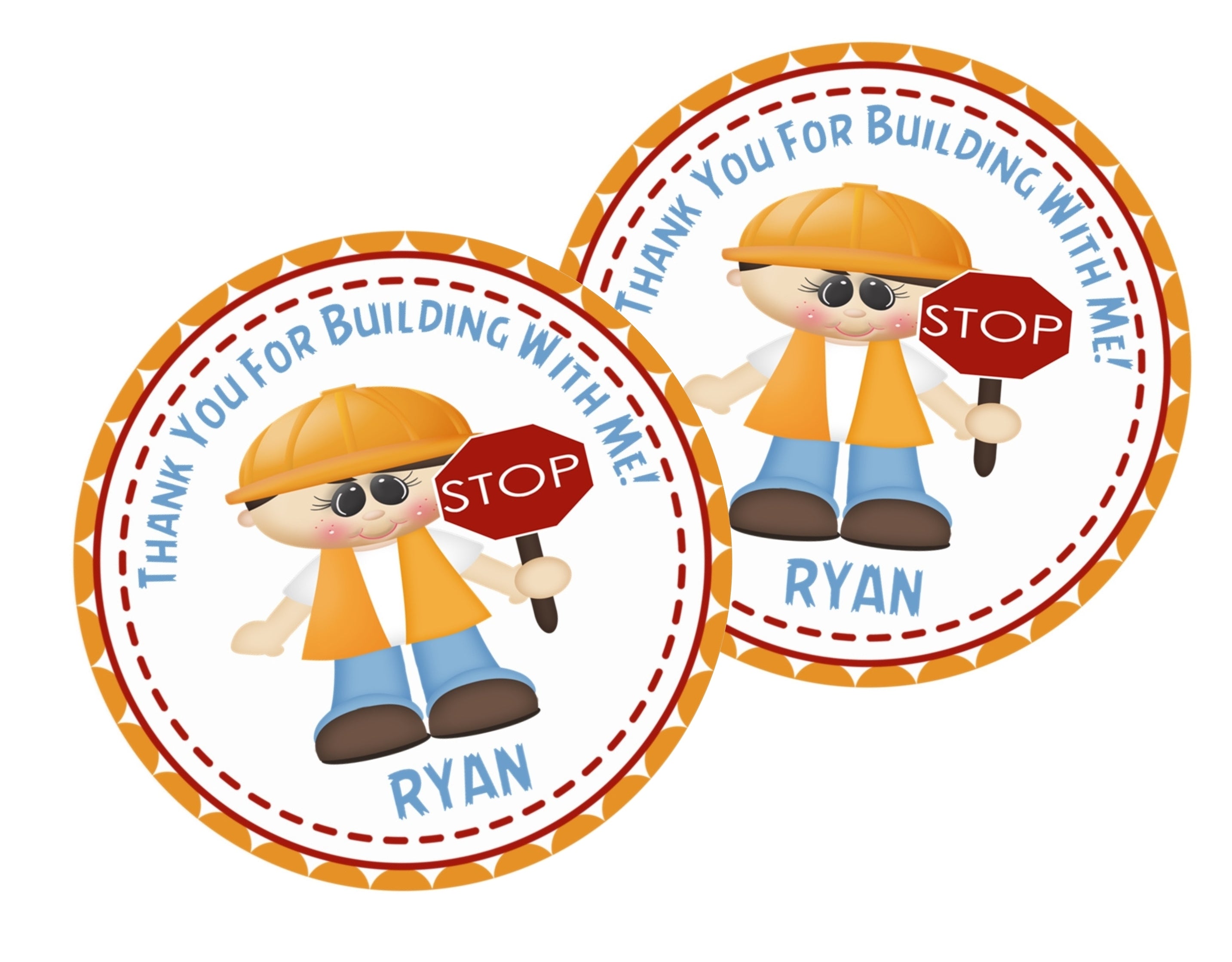 Construction Birthday Party Stickers