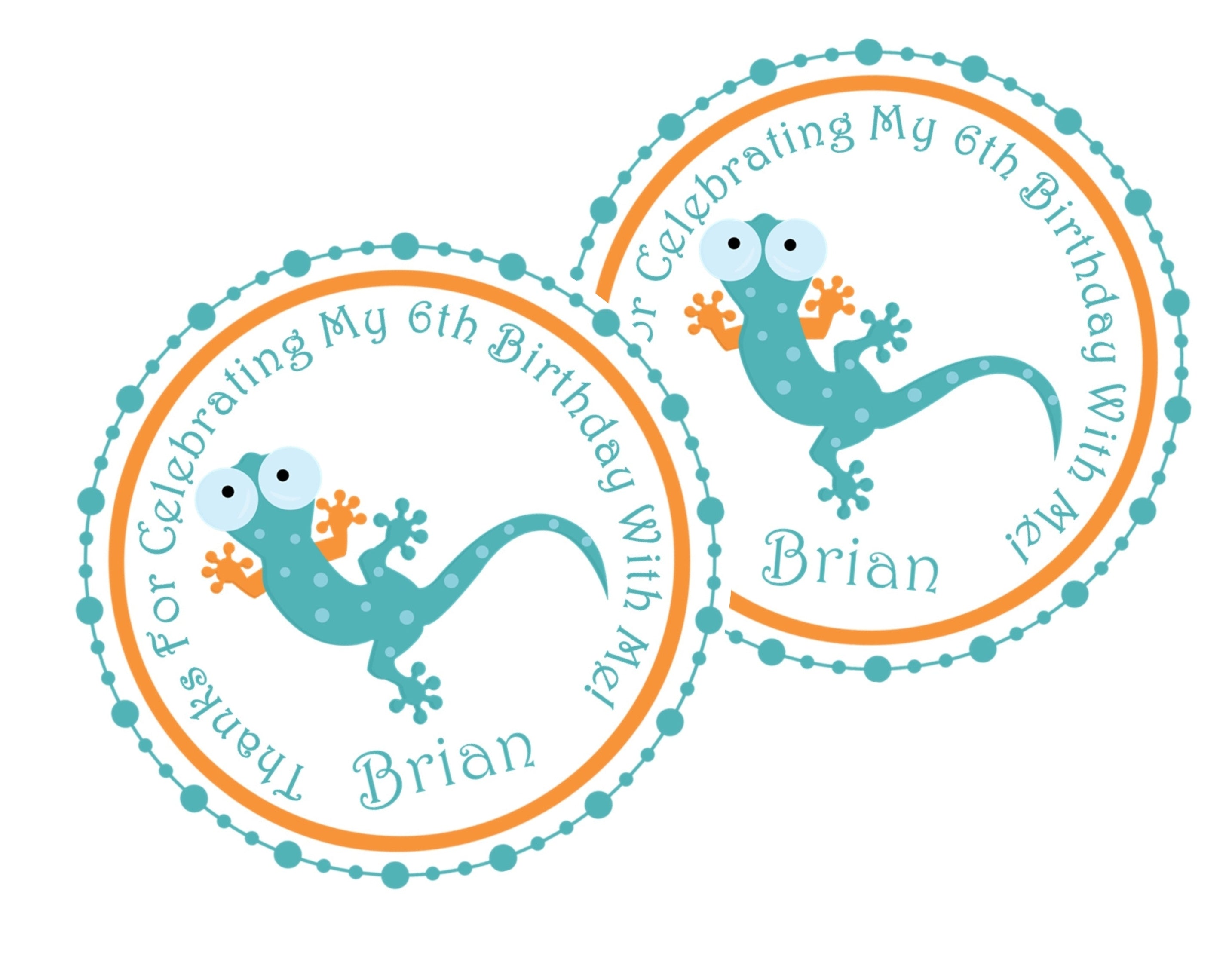 Gecko Reptile Birthday Stickers