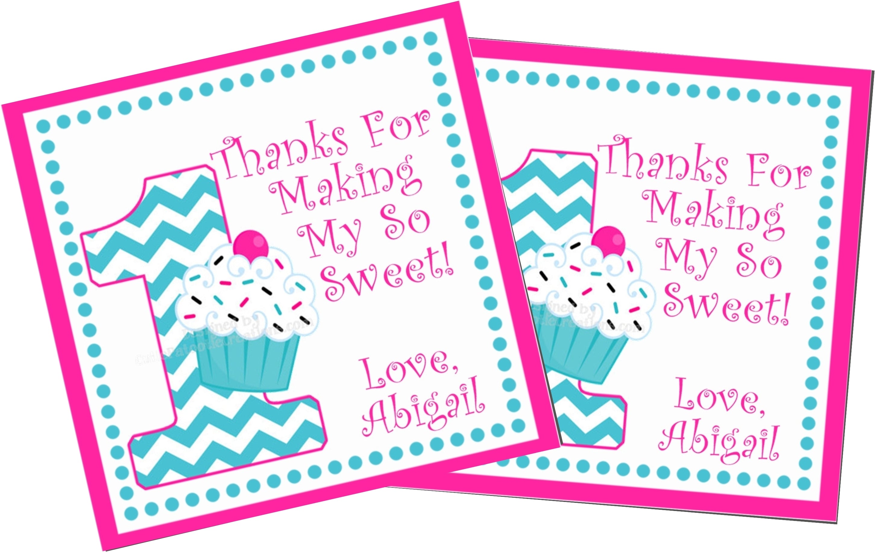 Cupcake 1st Birthday Party Stickers