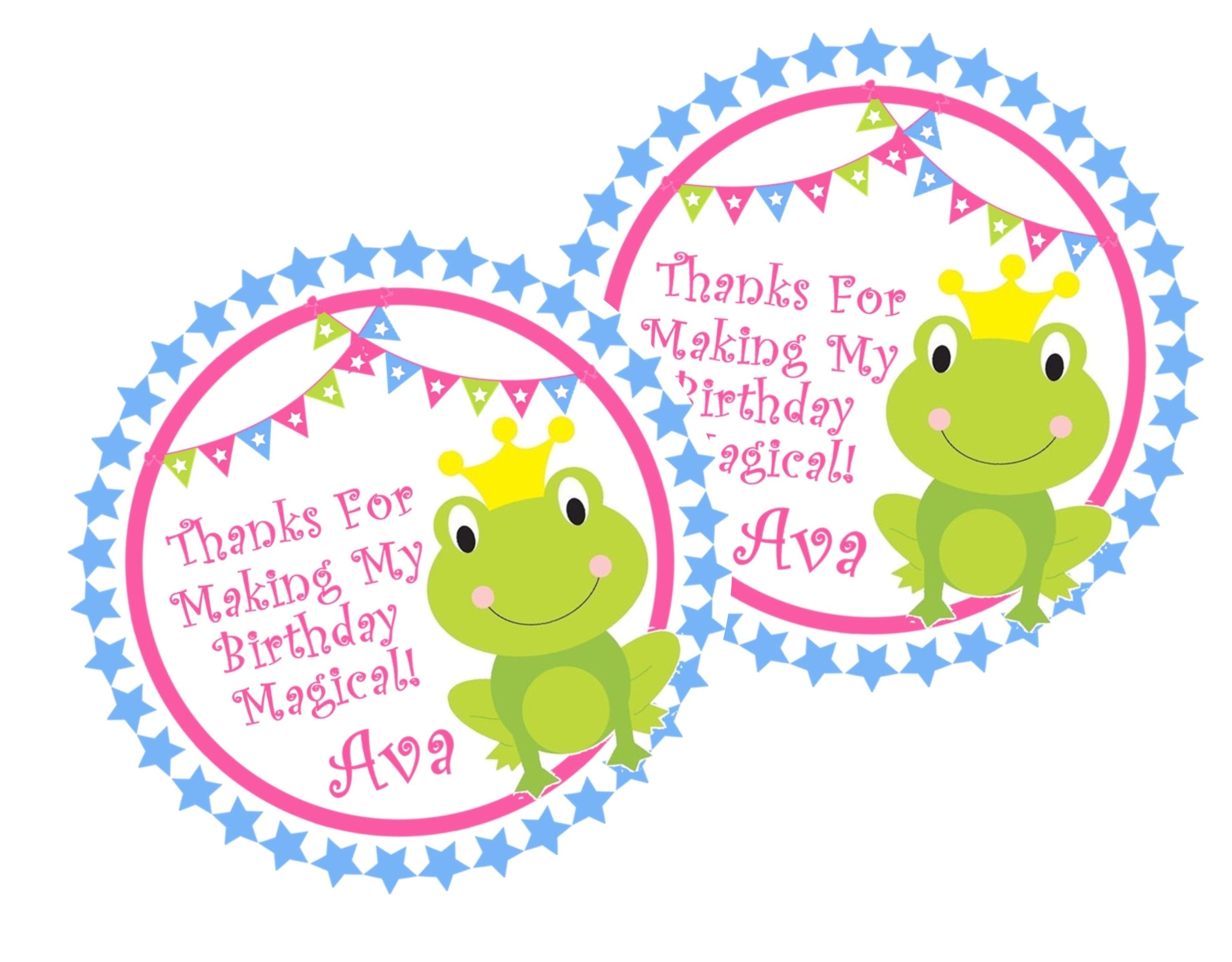 Frog Princess Birthday Party Stickers