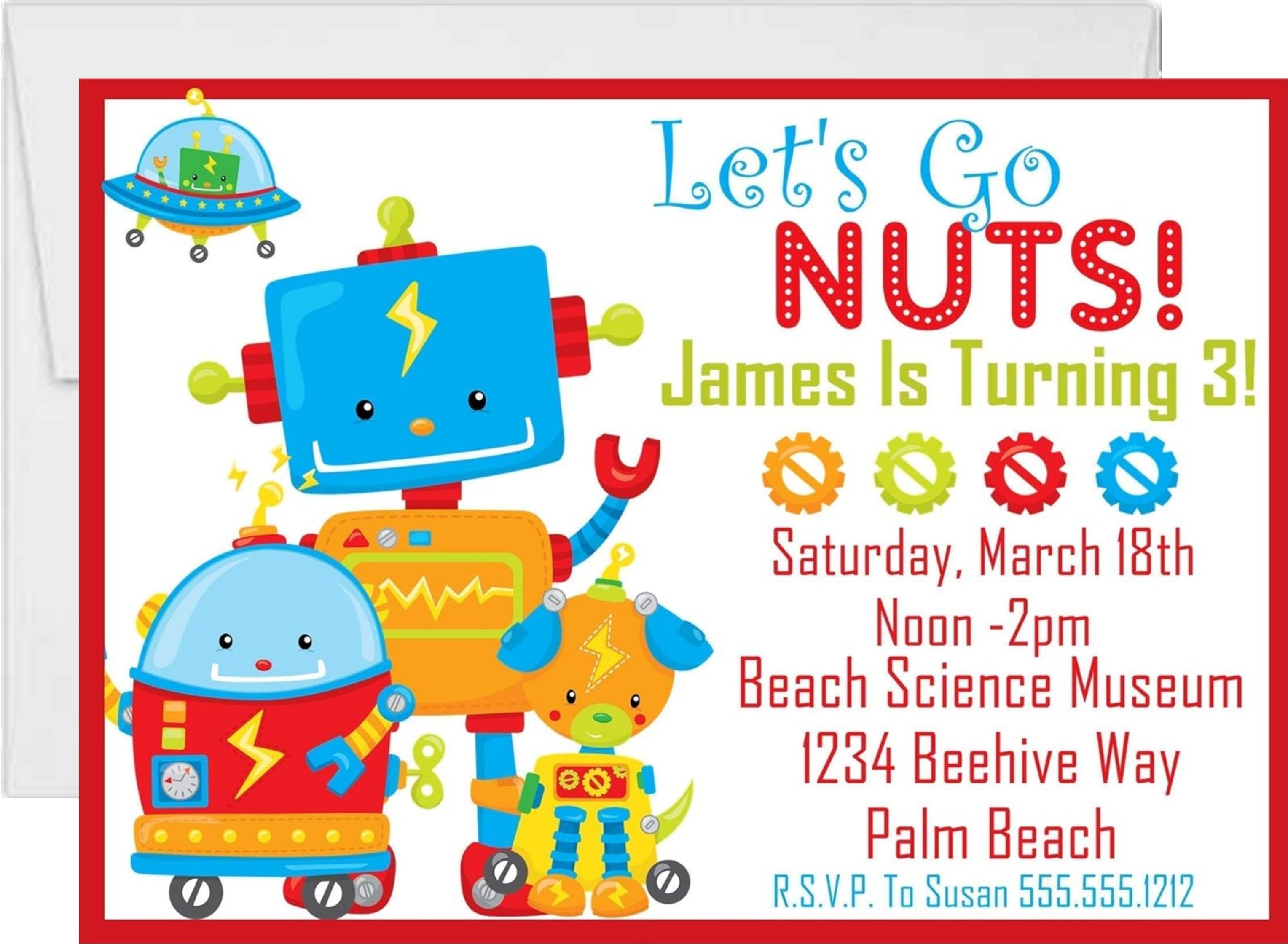 Robot Birthday Party Invitations