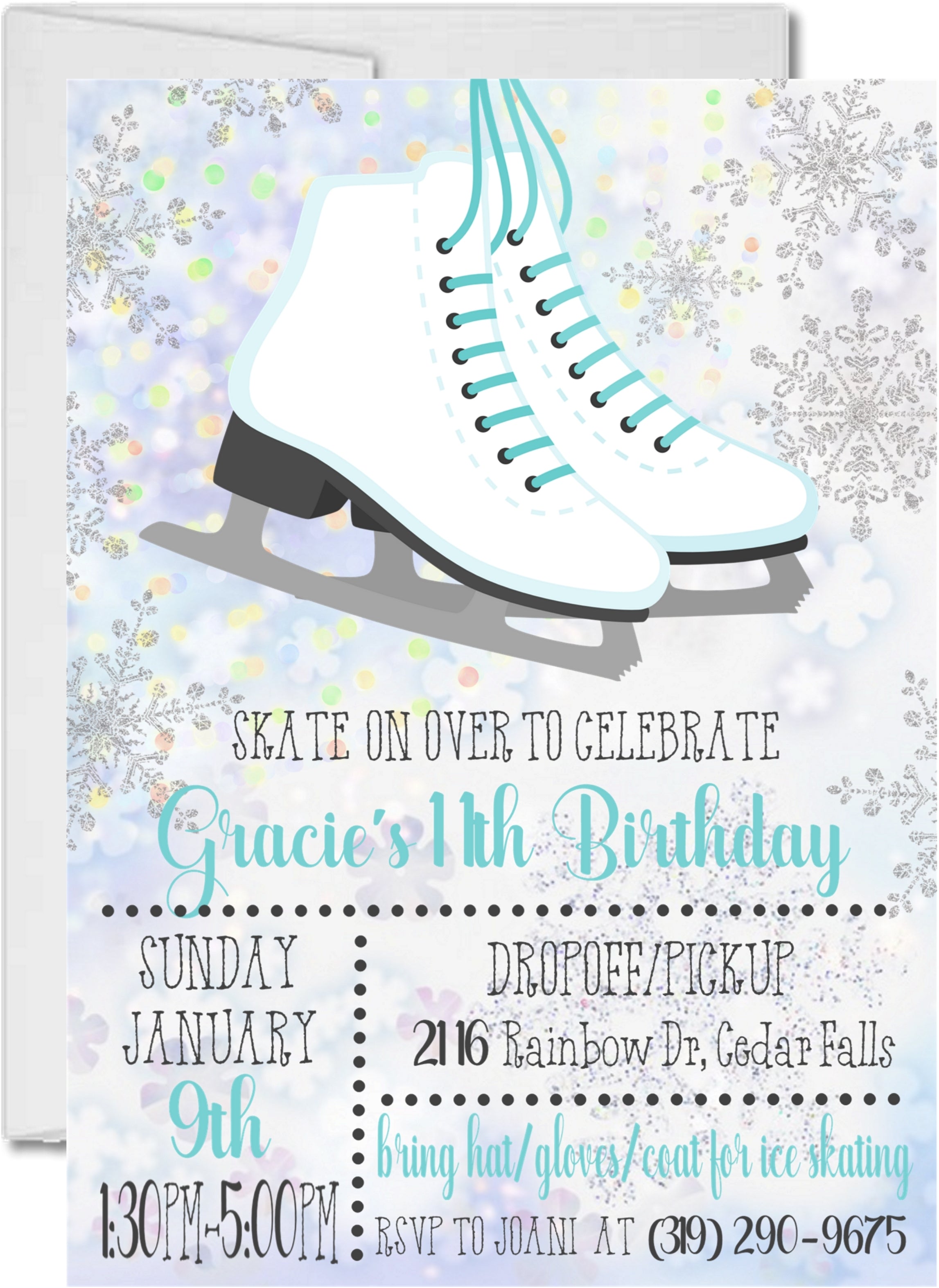 Ice Skating Birthday Party Invitations