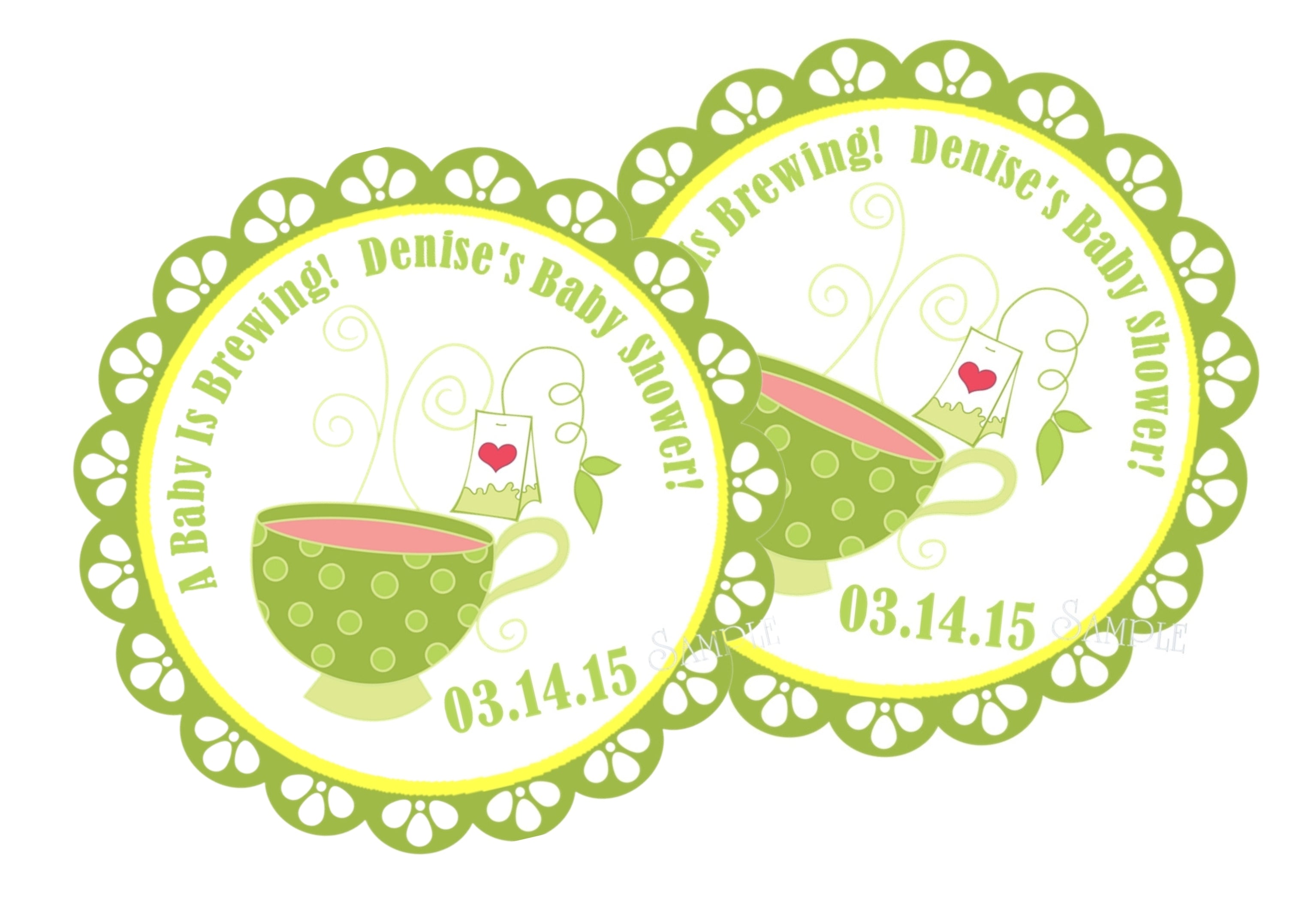 Tea Party Baby Shower Stickers