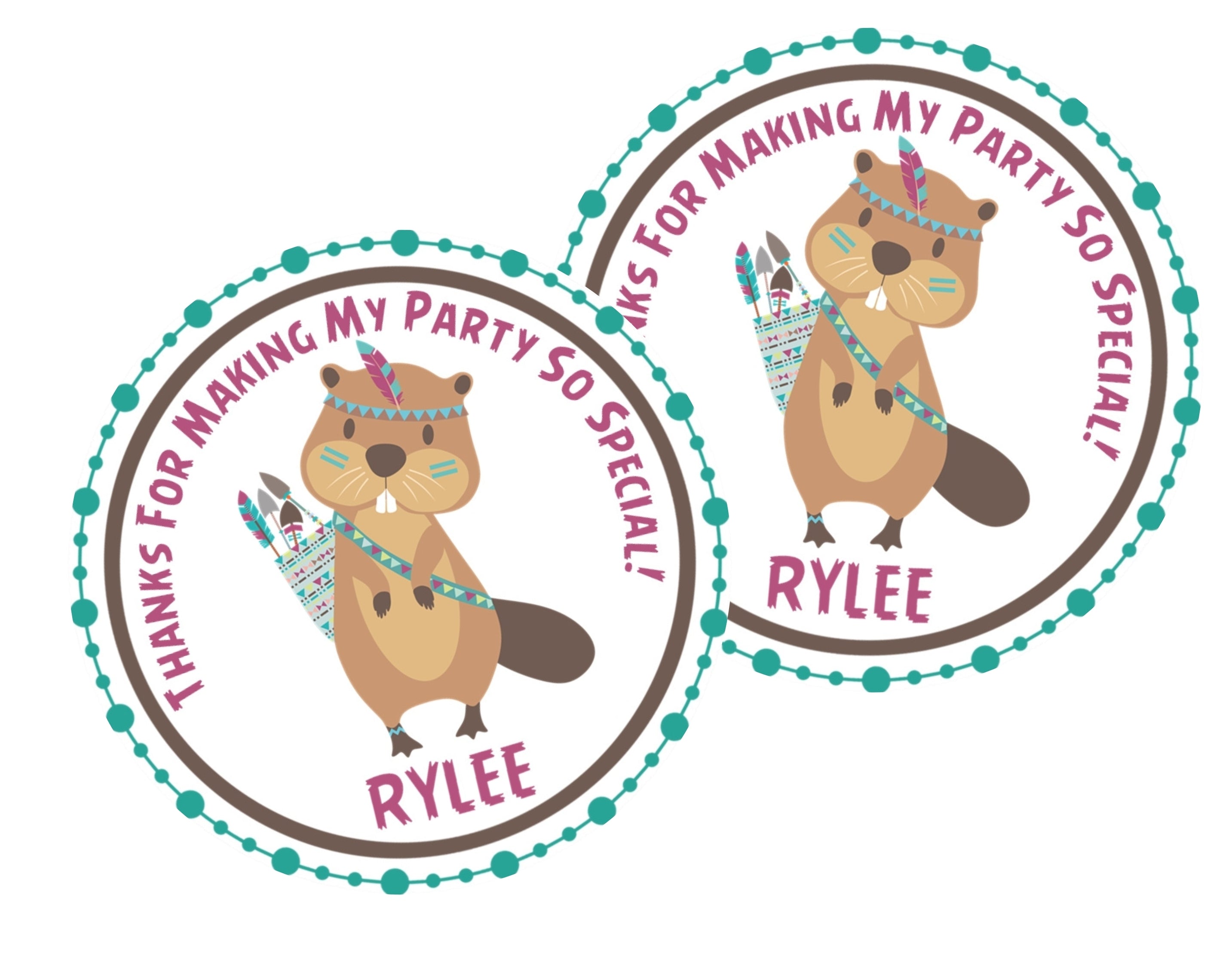 Tribal Woodland Animals Birthday Stickers