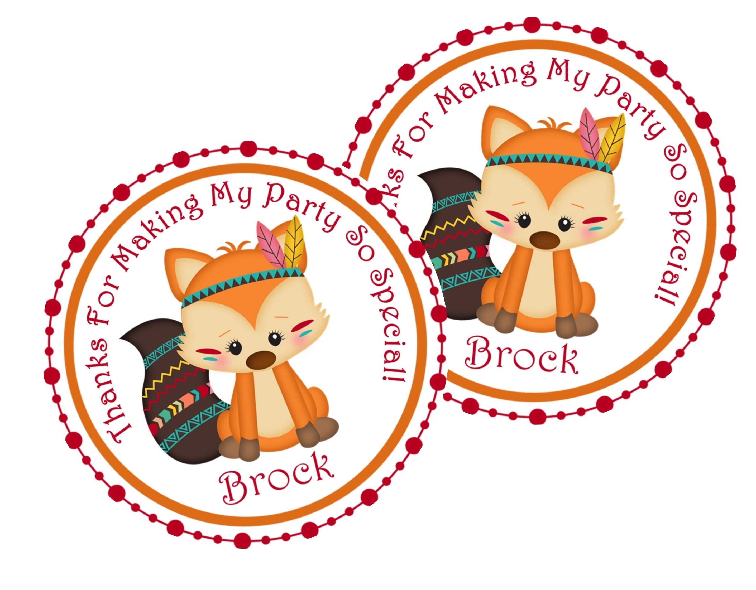 Tribal Woodland Animals Birthday Stickers