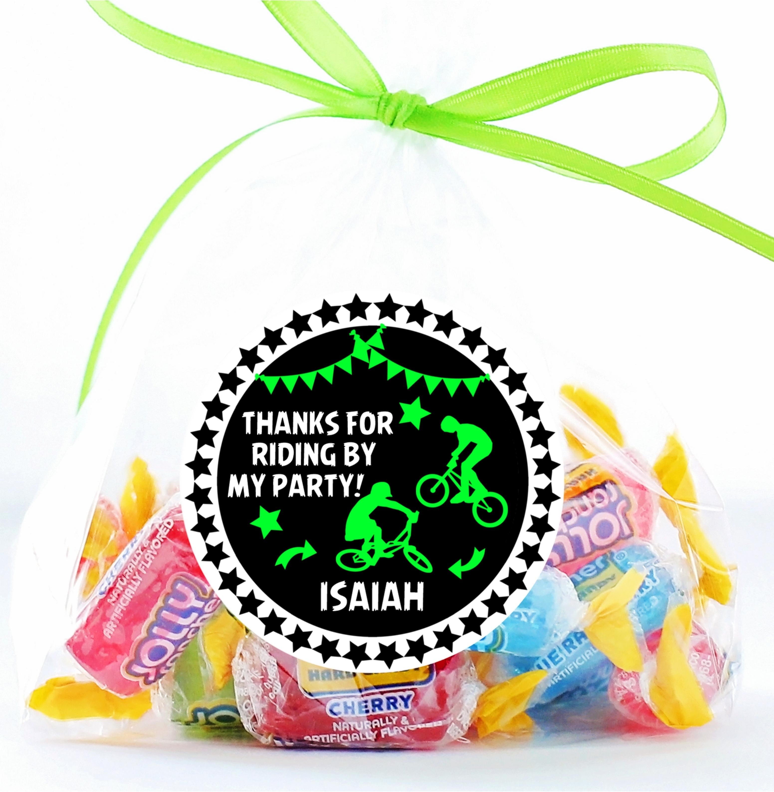 Neon Green And Black BMX Birthday Stickers