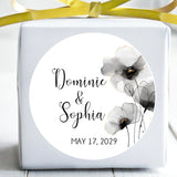 Black and white floral wedding sticker design