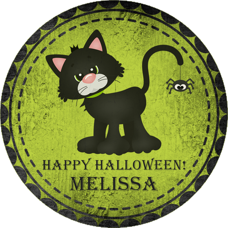Black cat happy halloween personalized sticker