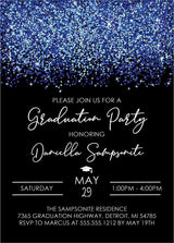 Blue And Black Graduation Party Invitations