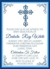Blue And White Baby Dedication Invitations