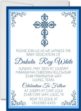 Blue And White Baby Dedication Invitations