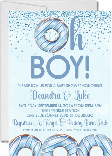 Blue Donut Baby Shower Invitations