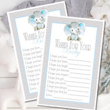 Blue Elephant Baby Shower Wish Cards