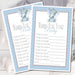 Blue Elephant Baby Shower Wish Cards