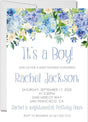 Blue Floral Baby Shower Invitations