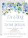 Blue Floral Baby Shower Invitations