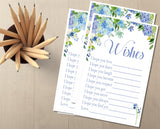 Blue Floral Baby Shower Wish Cards