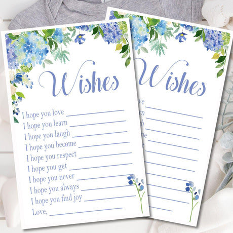 Blue Floral Baby Shower Wish Cards