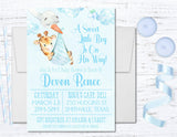 Blue Safari Giraffe Baby Shower Invitations