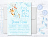 Blue Safari Giraffe Baby Shower Invitations