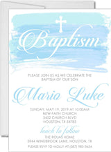 Blue Watercolor Baptism Invitations