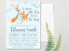 Blue Woodland Fox Baby Shower Invitations