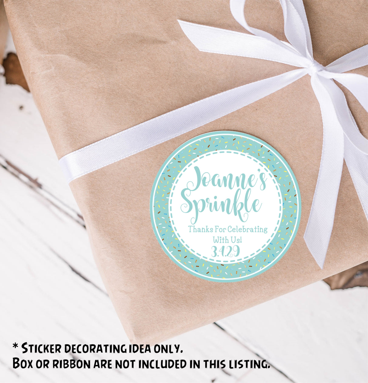 Blue-green sprinkle design baby shower stickers