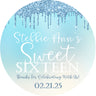 Blue Sweet 16 sticker glitter drip and ombre designs