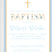 Blue and gold baptism invitation with floral cross design