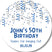 Blue and silver confetti birthday sticker with custom name age and date