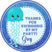 Blue aqua ocean themed birthday sticker with smiling jellyfish
