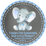 Blue chalkboard safari elephant baby shower sticker