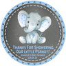 Blue chalkboard safari elephant baby shower sticker