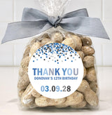 Blue confetti birthday sticker labels