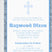 Blue first communion invitation with silver background and cross design