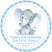 Blue grey safari elephant baby shower sticker